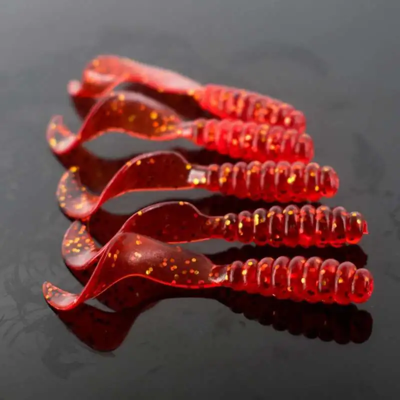 Señuelo de pesca suave realista, cebo Artificial de cola de gusano, Océano, río, lago, Tilapia, perca, 15 unids/lote - imagen 4