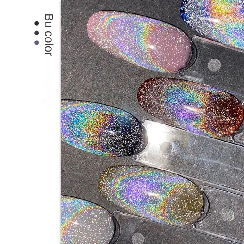 Esmalte de uñas de ojo de gato colorido, Diamante roto, láser, arcoíris, explosión reflectante, pegamento de aceite brillante para uñas - imagen 5
