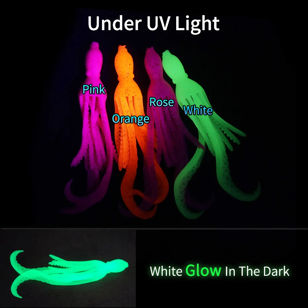 ELLLV 5 uds 10cm/4g cebo de calamar pulpo Fluo pargo de agua salada Pesca señuelo suave Material TPR Kabura Pesca Wobbler aparejos de Pesca - imagen 5