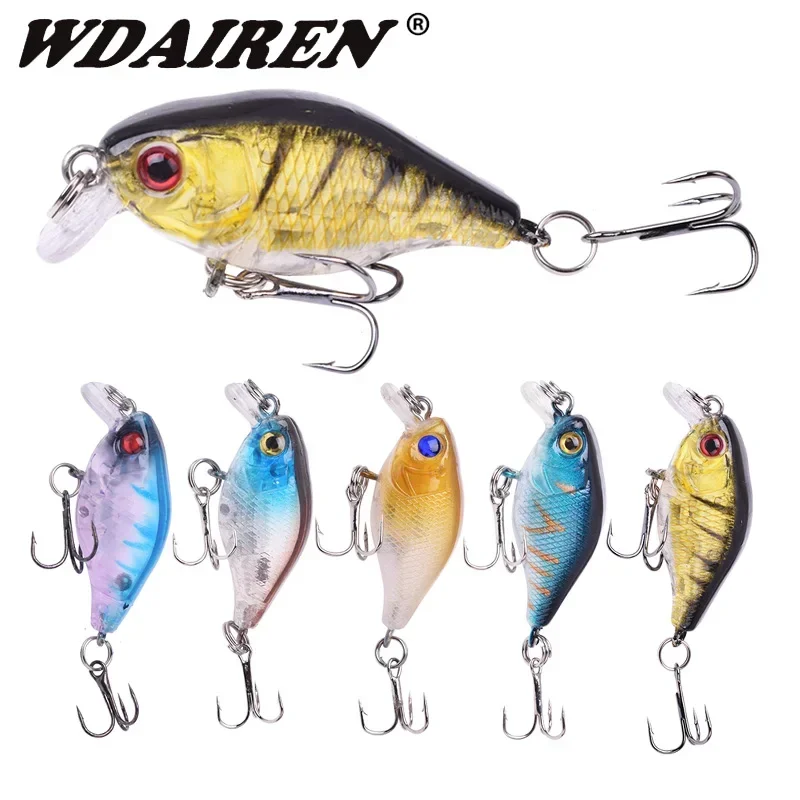 Señuelo de pesca con manivela Wobbler flotante, 4,5 cm, 4g, Minnow Topwater, cebo duro artificial, Crankbait para lubina, anzuelos triples, 1 ud. - imagen 2