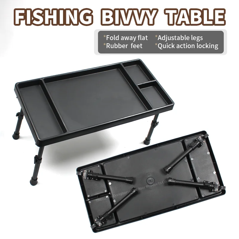 Herramienta de pesca de carpa, mesa Bivvy de plástico de 4 secciones con patas ajustables, herramienta de equipo de aparejos de pesca de método grueso de carpa