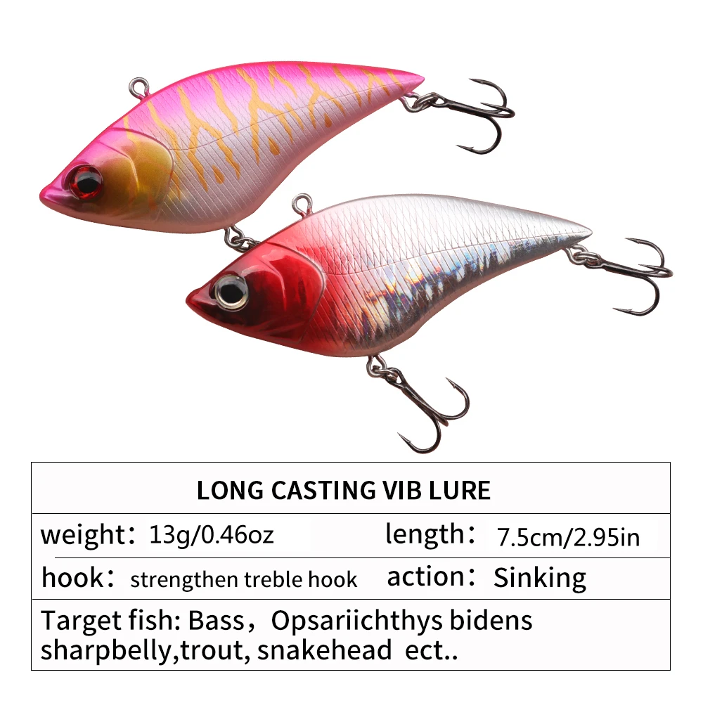 Señuelos de Pesca vibratorios VIB, cebo duro Artificial para lubina, Lucio, perca, Jerkbait, 13g, 75mm - imagen 3