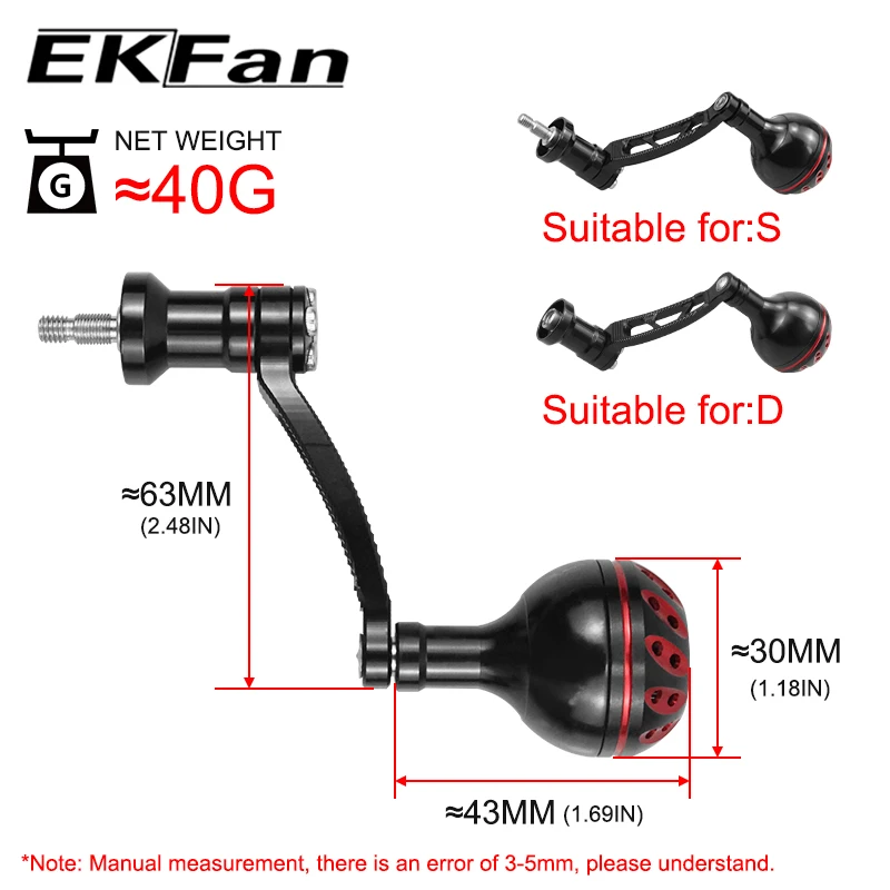 Ekfan CNC 63MM Procese mango de aleación de aluminio y piezas de perilla para carrete de pesca SHI y DAI carrete de pesca giratorio - imagen 5