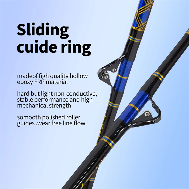 Caña de pescar de nailon para mar profundo, aparejo con guía de rodillo, 5 '6 ", 30 50 80 130lbs, 5 + 1 - imagen 3