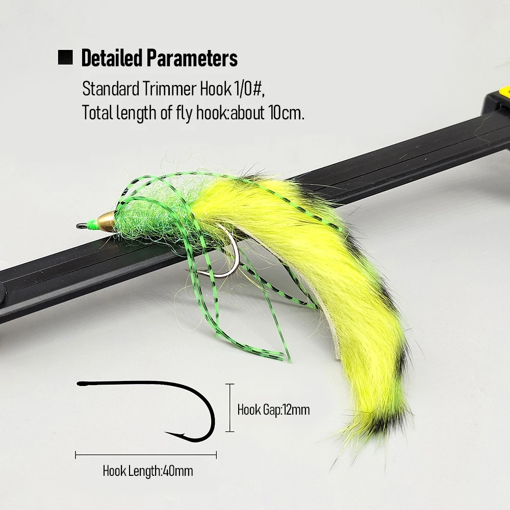 1/0 Zonker Streamer moscas de pesca con mosca con cabeza de cono de latón patas de silicona piel de liebre señuelo de pesca con mosca para lubina trucha salmón - imagen 4