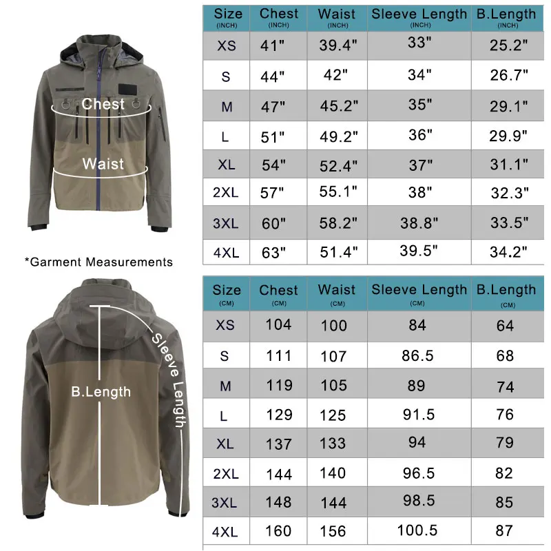 Chaqueta de vadeo impermeable y transpirable para pesca