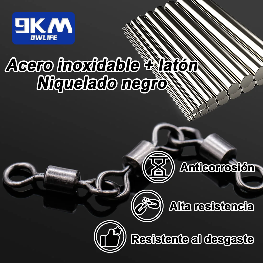 Accesorios de pesca giratorios de tres juntas, 15 ~ 60 uds., barril de pesca, aparejos giratorios, Clip conector de sedal de pesca de agua salada para lubina - imagen 3