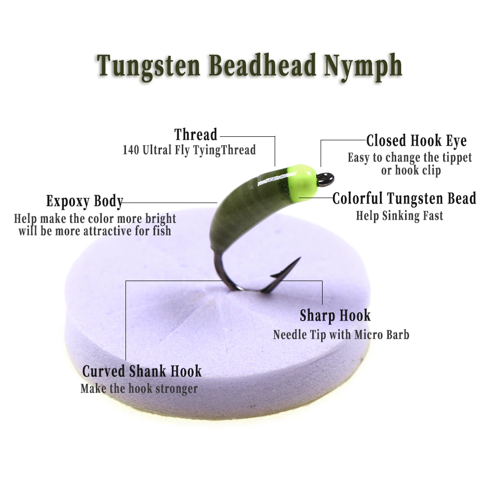 Wifreo-cabeza luminosa de cuentas de tungsteno, señuelo UV epoxi de hundimiento rápido, gusano, Mosca, trucha, pesca de insectos, 8 unidades - imagen 4