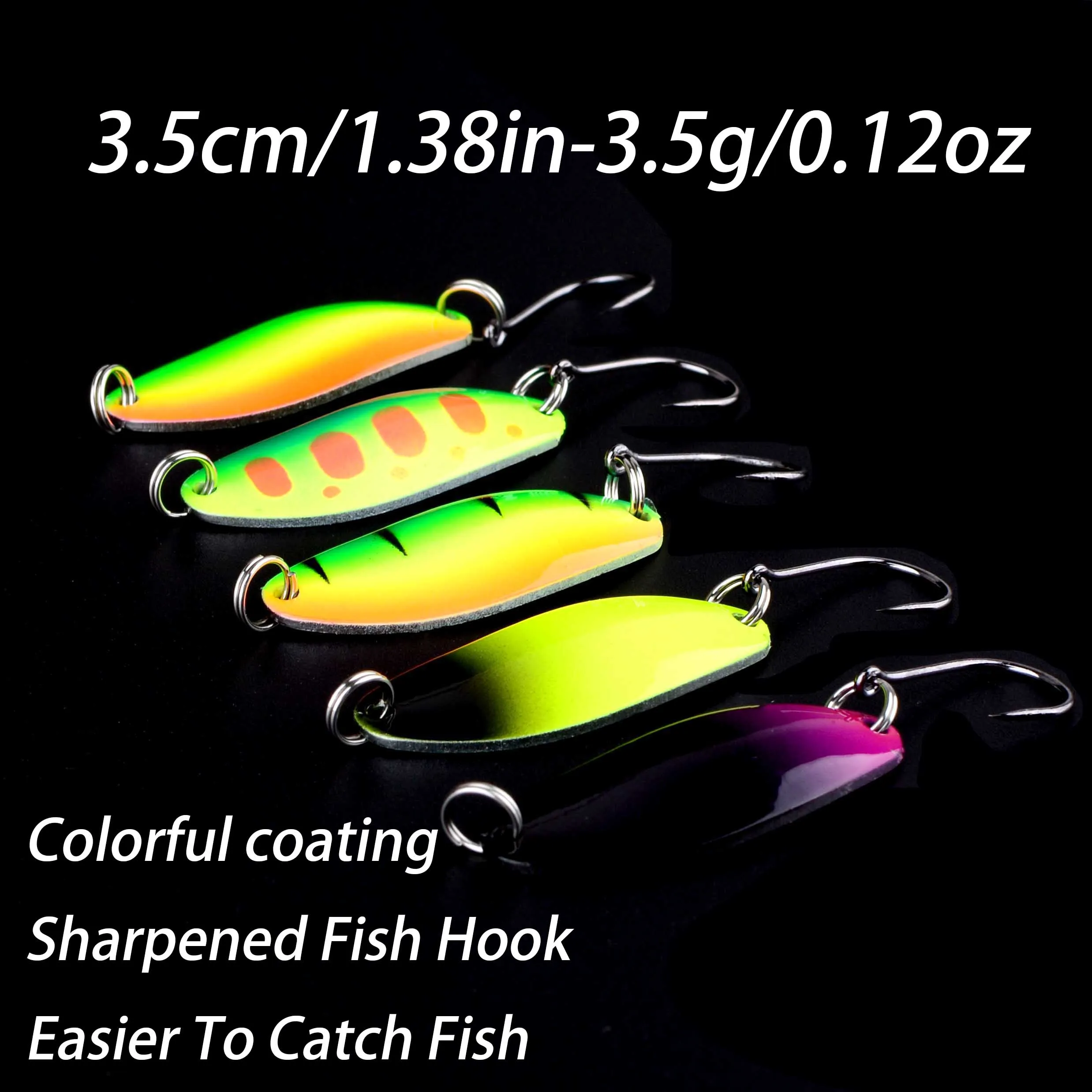 Señuelo de pesca de Metal con cuchara para trucha, cebo duro con un solo gancho, perca para trucha, salmón, 5 uds. - imagen 2