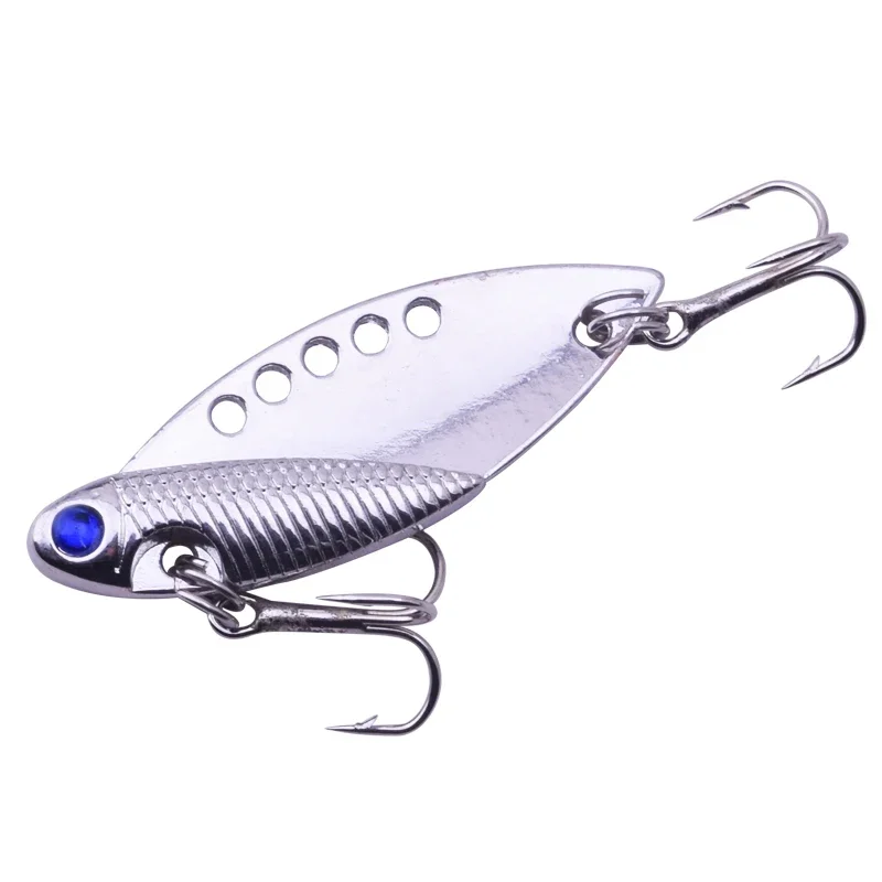 Señuelo de pesca VIB de Metal, 5,5 cm, 11g, cuchara que se hunde por vibración, cebo de cigarra, lubina, trucha, cebo Artificial con anzuelos, dorado y plateado, 1 ud. - imagen 5