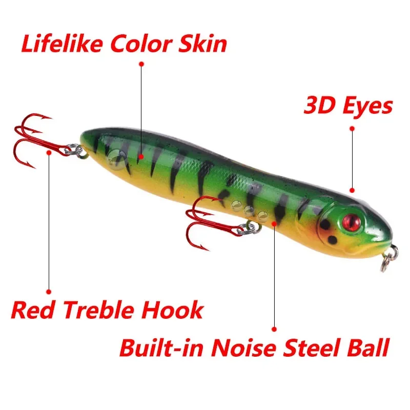 Señuelo de pesca con lápiz Topwater, 10cm, 15g, Wobblers flotantes, cebo duro Artificial de plástico para Lucio, aparejos de pesca Crankbait, 1 ud. - imagen 4