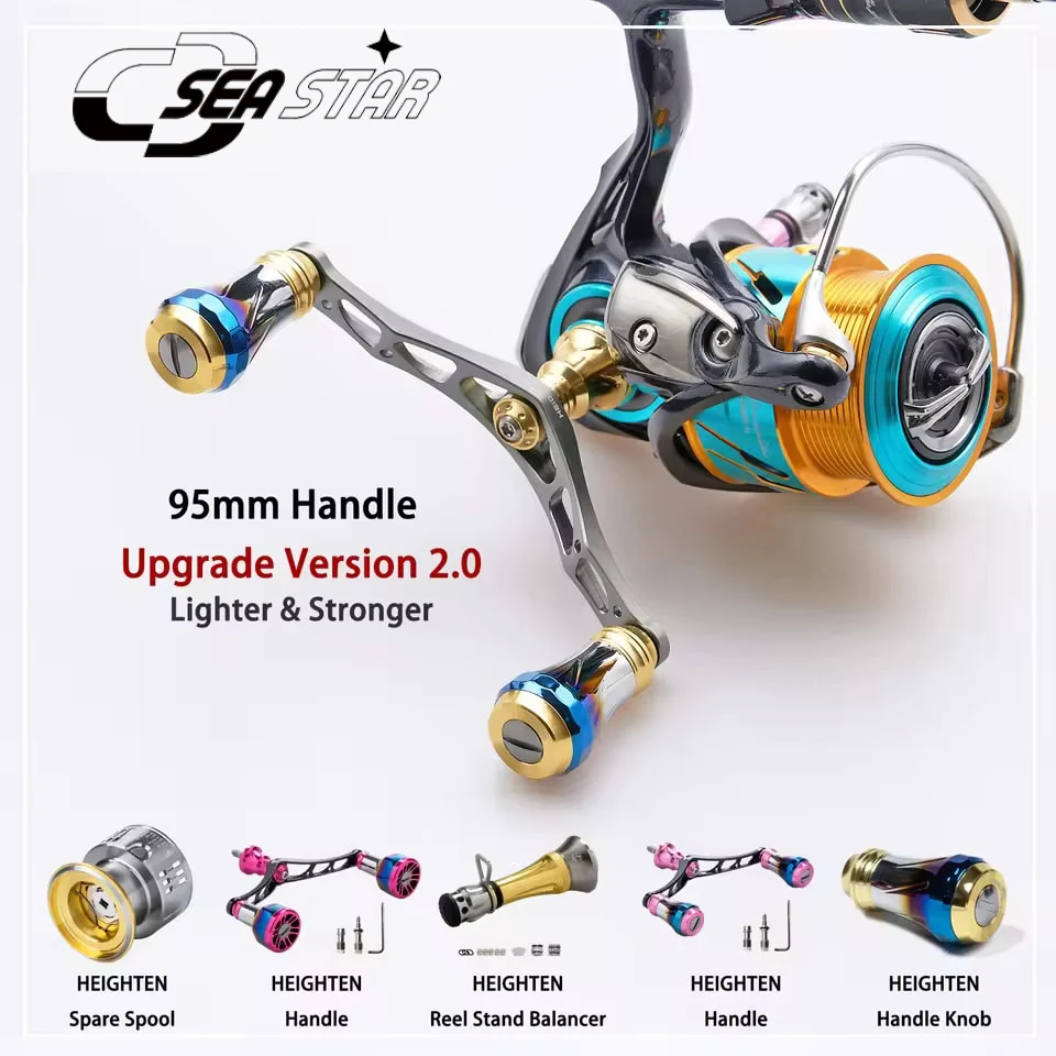 Mango de carrete giratorio HEIGHTEN de 95mm sin perilla para Shimano Daiwa, accesorios de modificación de pesca - imagen 2