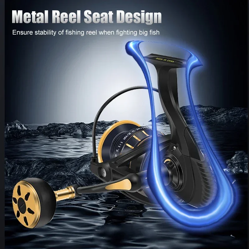 Carrete de pesca de lubina de agua salada Mavllos SHARK, relación 5,1: 1, potencia de arrastre, marco de Metal de 10kg, carrete de pesca de barco anticorrosión - imagen 5