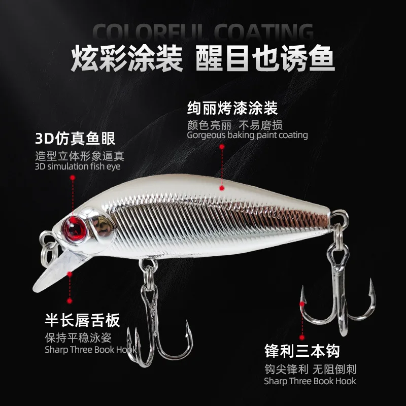 MUKUN-Mini Señuelos de Pesca de pececillos, 1 piezas, 3,3g/45mm, cebo duro Artificial para trucha, Jerkbait, Crankbait, aparejos de lubina - imagen 3