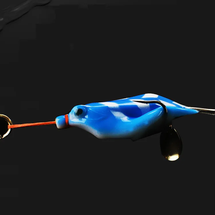 Señuelo de pesca con cabeza de serpiente, simulación de rana cigarra, cebo suave con cucharas giratorias, 11g, 13g, señuelos artificiales, captura de peces negros - imagen 4