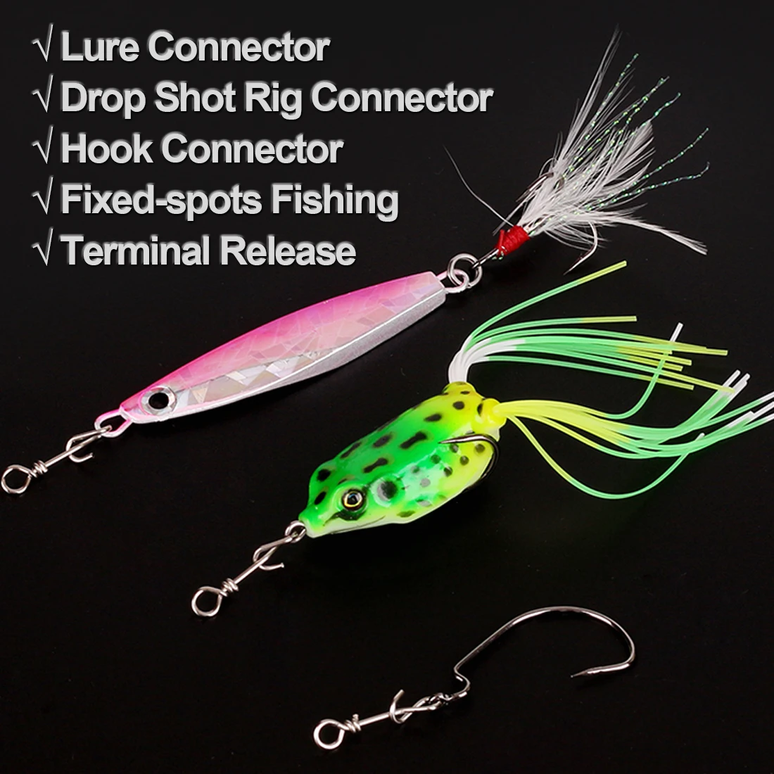 FishTrip Curve Snap de pesca, Clip de acero inoxidable, doble seguro, Drop Shot Rig Snap - imagen 5