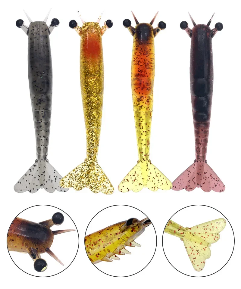 MUKUN 2 unids/caja camarones blandos 9,5 cm 6g11,5 cm 10g set cebo Artificial suave camarones señuelo de pesca cebo pescado - imagen 2