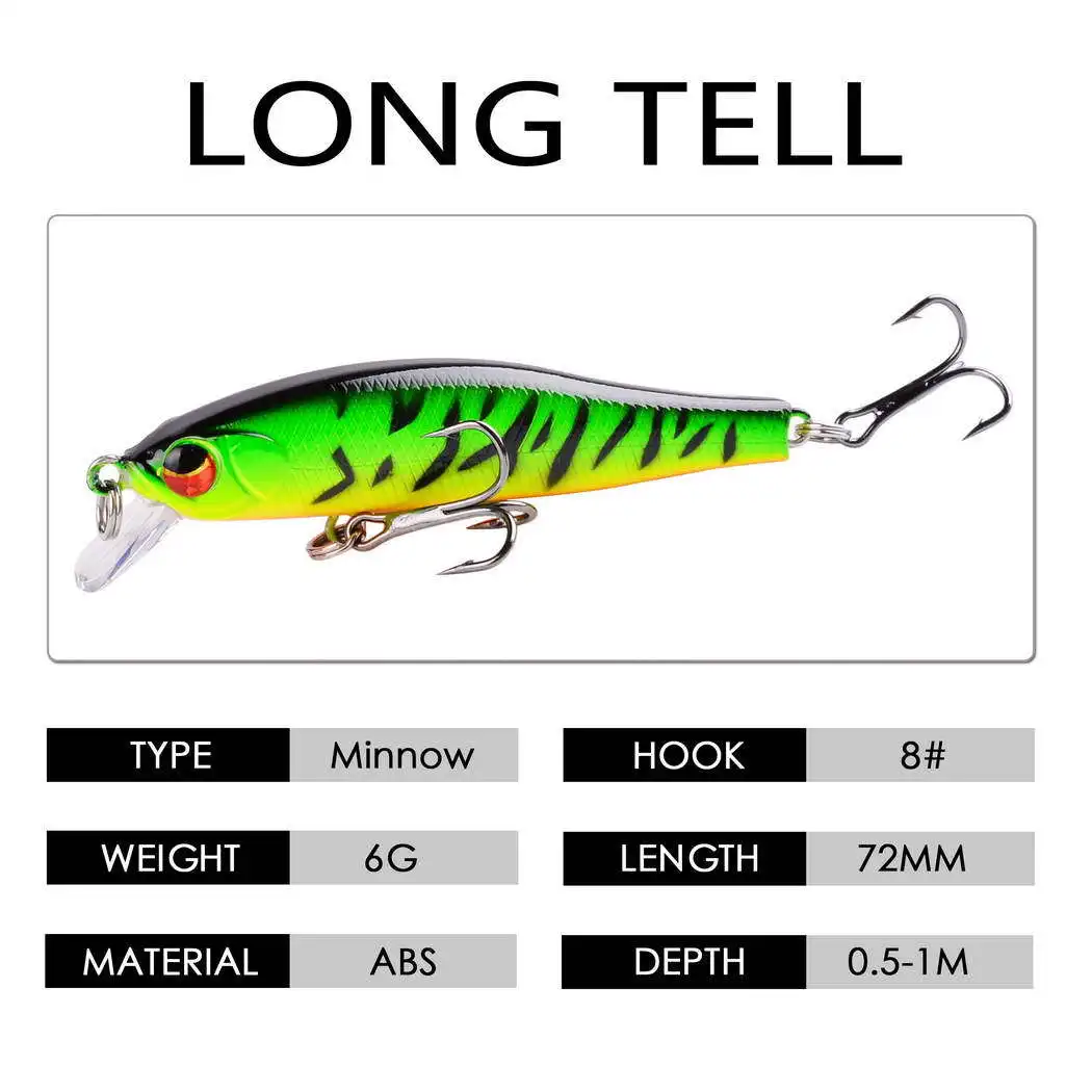 Señuelo de Pesca flotante de pececillo de cristal 3D, 72mm, 6g, Wobblers de agua salada, Jerkbait de curricán para aparejos de Pesca de lubina - imagen 4