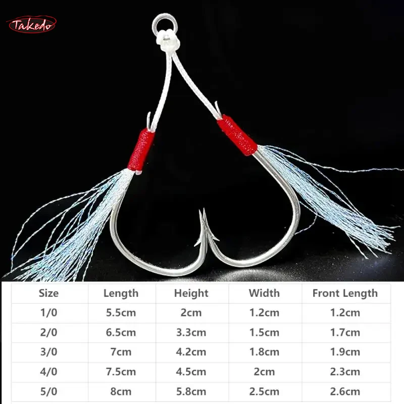TAKEDO JY54 anzuelo de acero rico en carbono 1/0 - 5/0, anzuelo 4X reforzado, anzuelo de pesca auxiliar para bacalao, lubina, caballa española - imagen 2