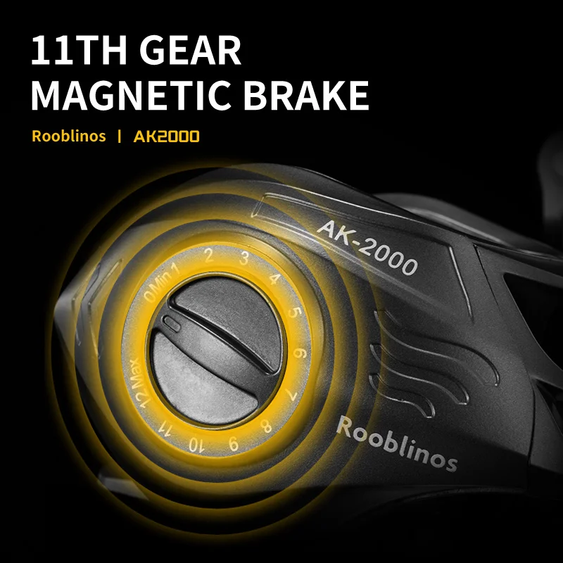 Rooblinos AK Series, relación de engranaje 7,2: 1, rodamiento de bolas 2 + 1, arrastre máximo de 18 libras, carrete de Baitcasting, para agua dulce y salada - imagen 4