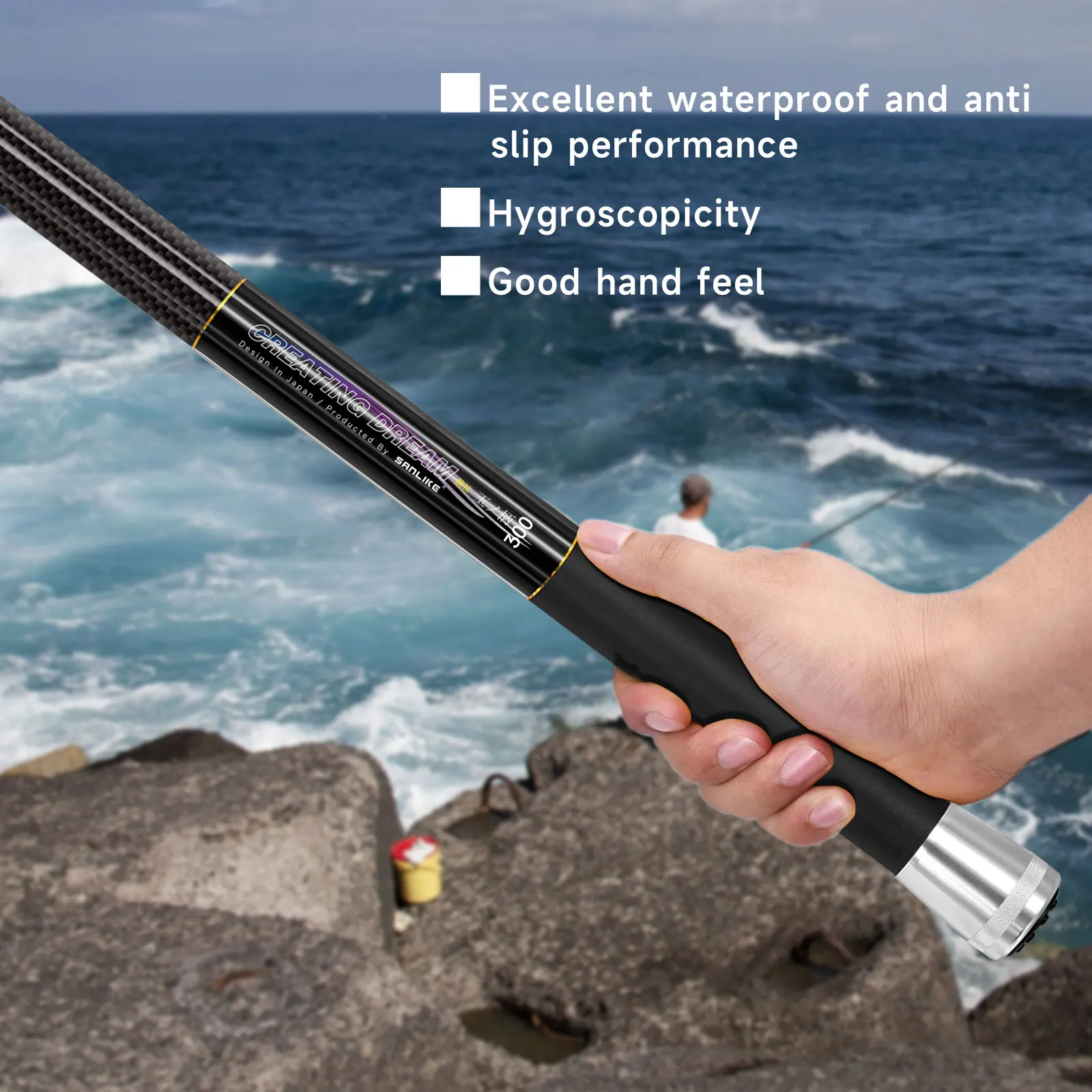 SANLIKE-red de pesca de fibra de carbono, palo telescópico plegable, mango de aterrizaje, caña para carpa, aparejos de pesca, herramienta de liberación de captura - imagen 4