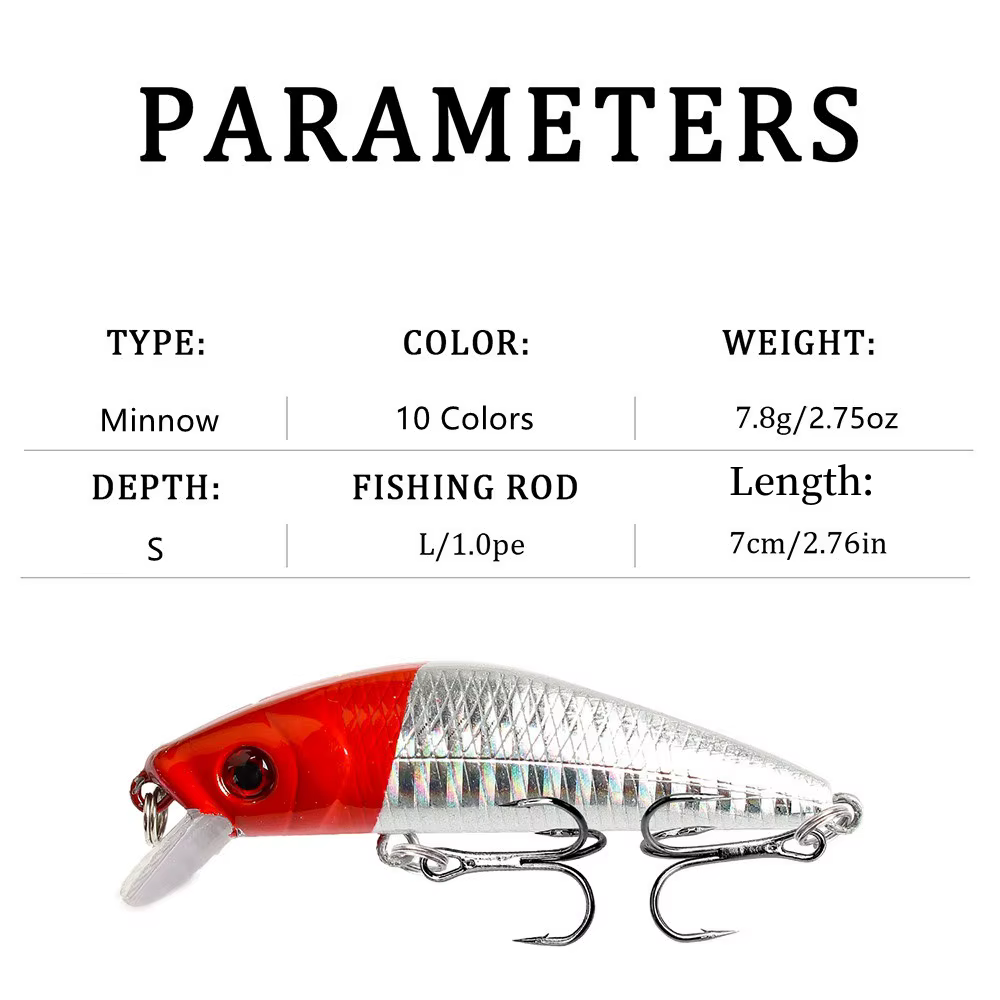 Señuelo de pesca de pececillo que se hunde, 7cm, 8g, ojos 3D, Crankbait Wobblers, cebo duro de plástico Artificial, Lucio, aparejos de pesca Jerkbait, 1 ud. - imagen 3