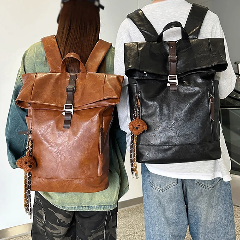 Mochila enrollada para ordenador portátil, bolsa antirrobo de PU para escalada, senderismo al aire libre, compras, bolsas de natación, mochila de negocios, mochila escolar de viaje - imagen 3