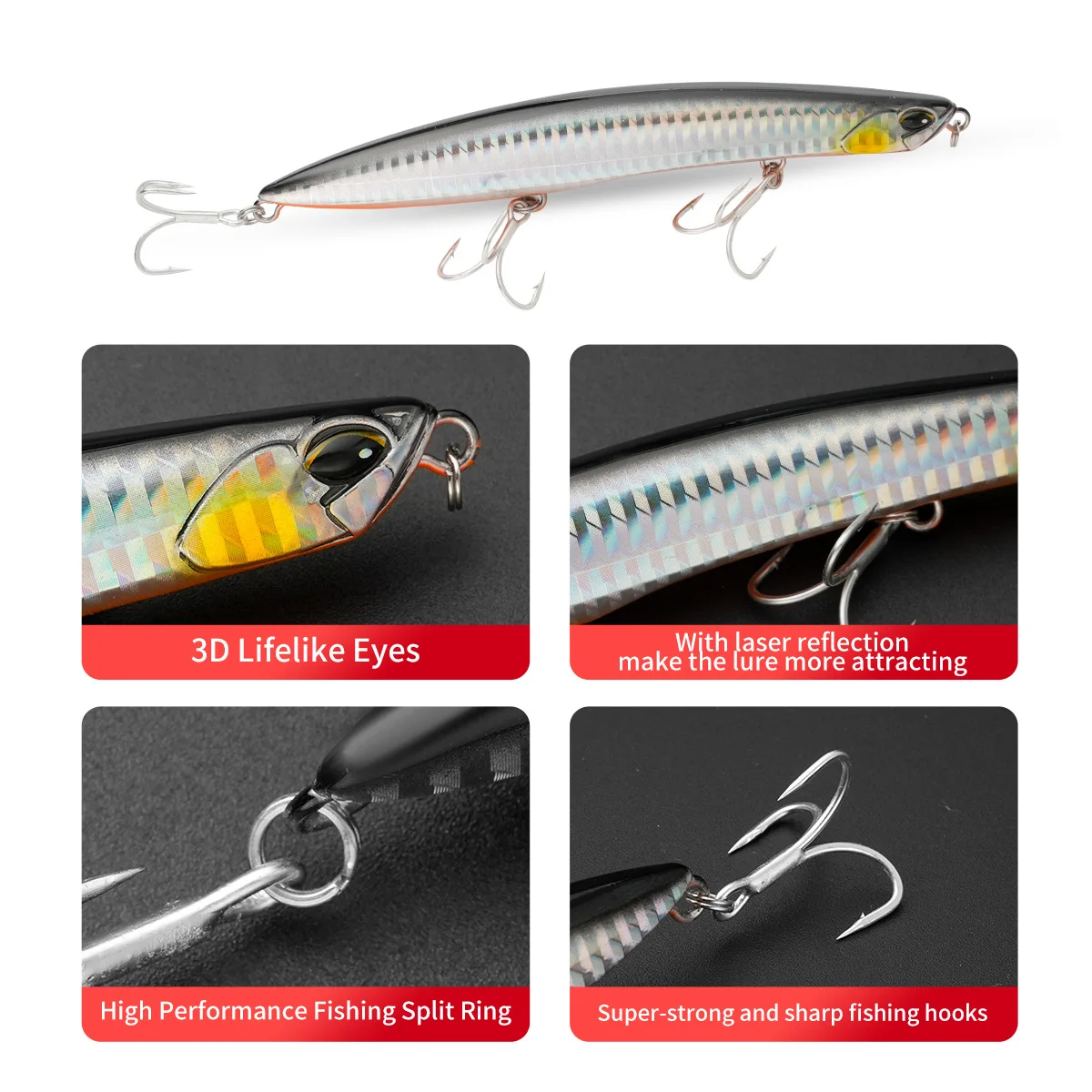 Señuelo de Pesca Testar, 14cm, 41g, cebo tipo lápiz que se hunde, Wobblers artificiales costeros de fundición larga, cebo duro para Lucio, Pesca - imagen 3