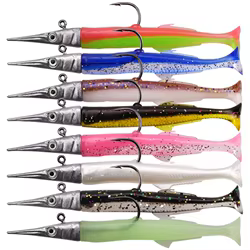 Señuelo vinilo con jig head y cola paddle para pesca de atún