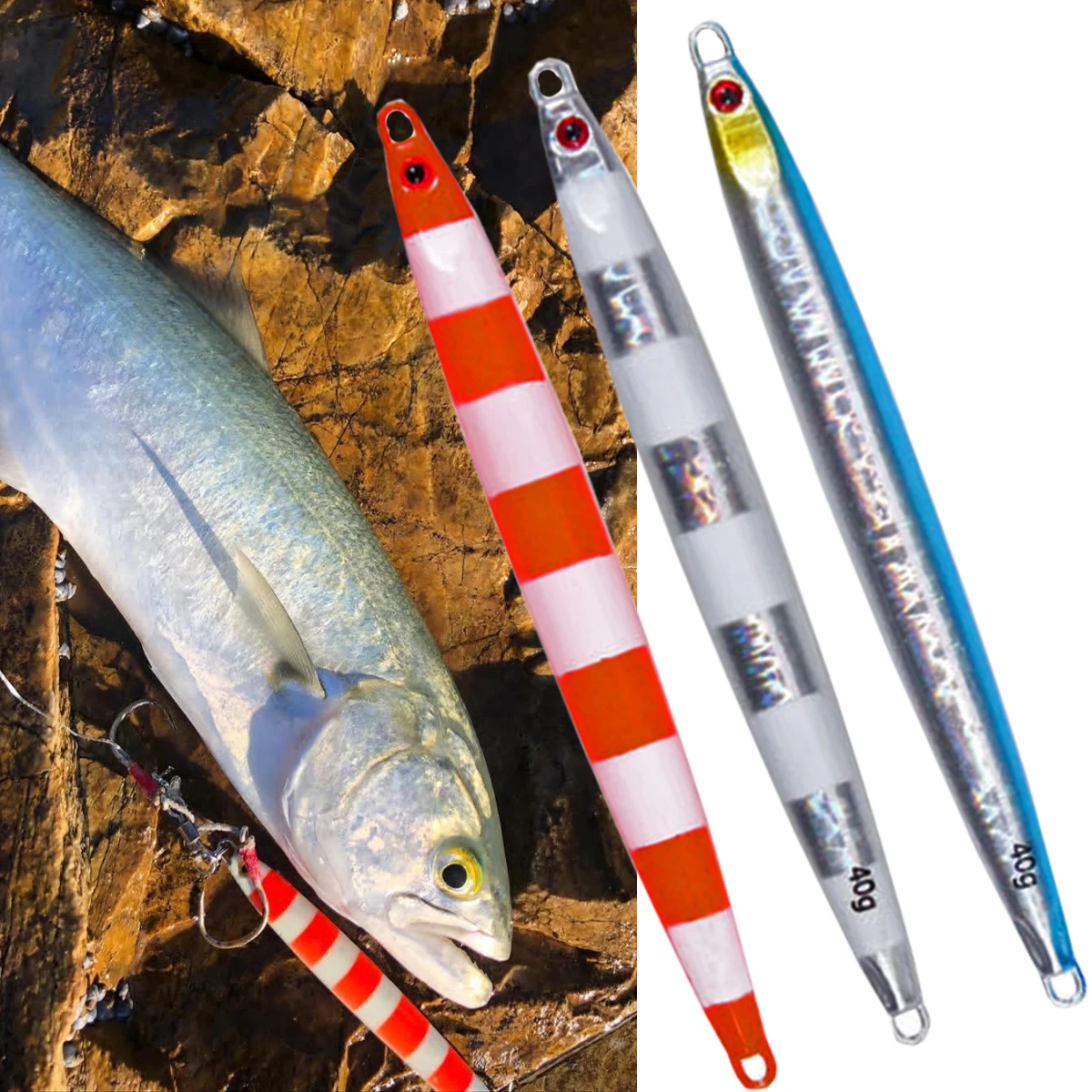 Cebo de aguas profundas, señuelos para peces, plantilla de velocidad, plantillas de Metal, cebos artificiales, señuelo de Jigging, anzuelo de agua salada, 40g60g80g100g, plantillas de pesca lenta - imagen 2