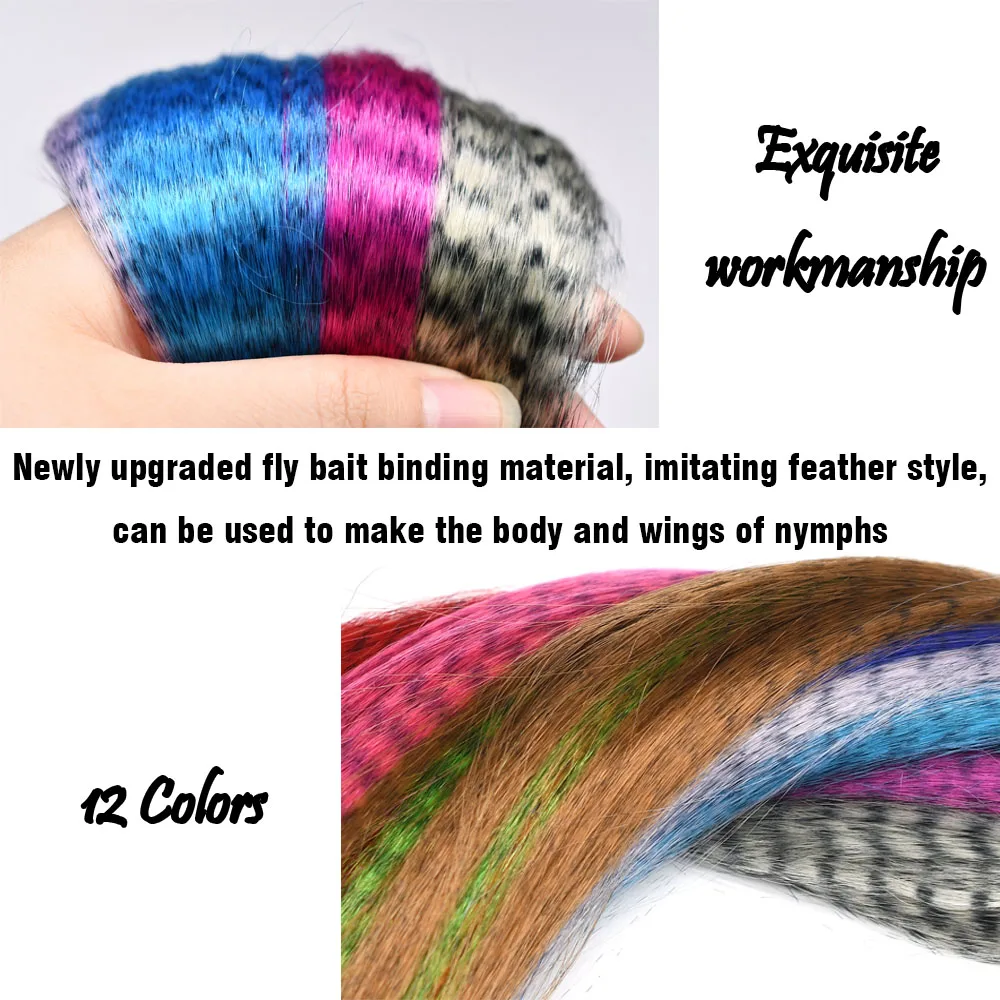 12 colores opcionales pesca con mosca negro Barrado Minnow fibras Streamer atado de moscas cebra Grizzly pelo moscas cuerpo - imagen 4