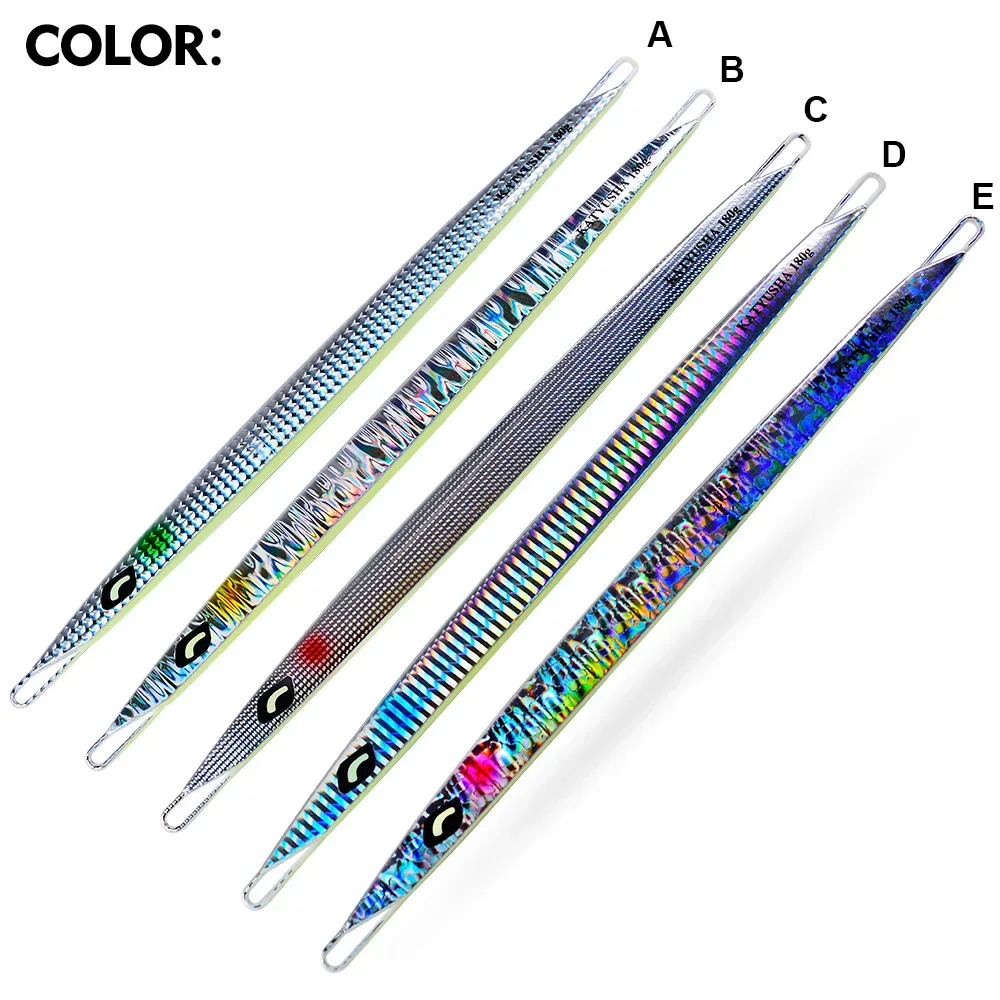 Señuelos de pesca con plantilla de Metal largo, pez de plomo sumergido, cuchara de Jigging de fundición rápida, 100G, 180G, 300G, cebo de Metal Artificial, aparejos de mar - imagen 4