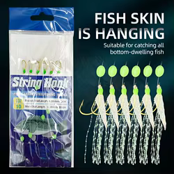 5 Bolsas 8 # -18 #   Anzuelos para pesca giratoria, anzuelo luminoso chapado en oro, piel de camarón, olor a pescado, gancho de cuerda combinado