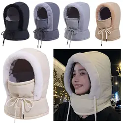 Calentador de cuello Pasamontañas de algodón Máscara de esquí Gorro cálido a prueba de viento Gorro con protección para los oídos 4 en 1 a prueba de polvo Unisex