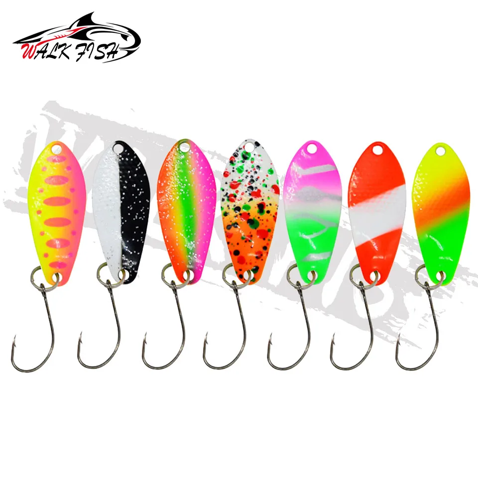 WALK FISH 1 Uds cebo cuchara para trucha 2g 3g 3,5g señuelo de pesca de Metal con un solo gancho cebo duro señuelos trucha perca Chub salmón - imagen 4
