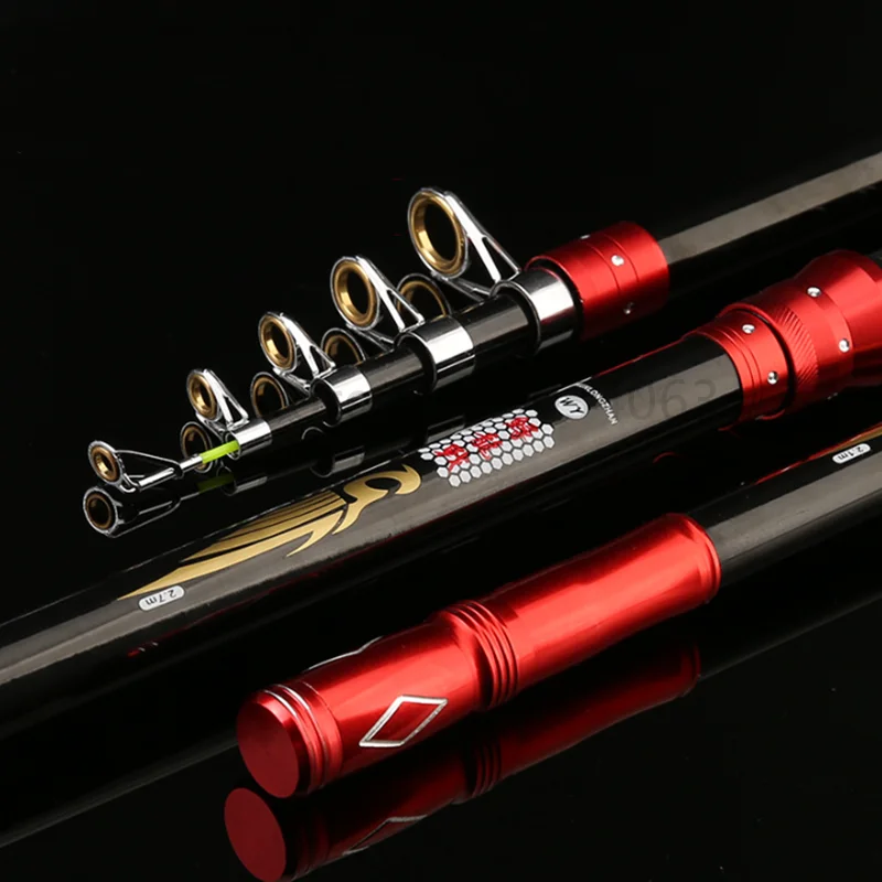 Caña de pescar telescópica portátil FRP, 2,1-3,6 m, para viaje, barco, Roca, carpa, Océano, playa, nuevo - imagen 4