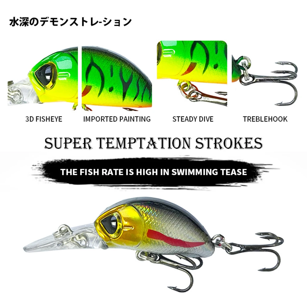 Señuelos de pesca de 3,2 cm, 4,4g, hundimiento, Micro pececillo Wobbler, buceo profundo, cebo duro Artificial, Jerkbait, Mini flujo, trucha, lubina, MN605 - imagen 4