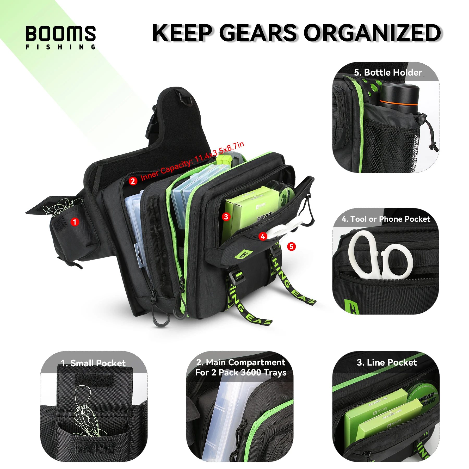 Booms-bolsas multifuncionales para aparejos de pesca, gran capacidad, riñonera de pesca, herramientas de carrete de pesca, caja de aparejos de almacenamiento - imagen 4