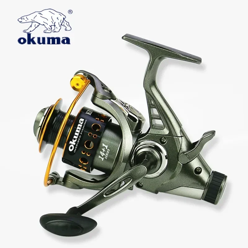 OKUMA-Rueda de pesca con freno delantero y trasero de doble liberación, carrete de pesca de arrastre máximo de 12Kg, 4,9: 1, alta velocidad, 3000-6000 - imagen 3