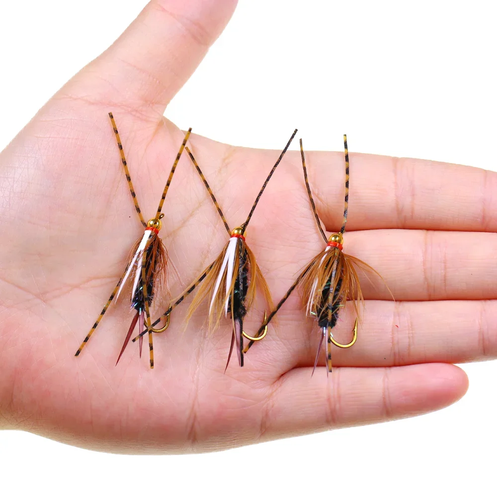 Wifreo 6 piezas # 6 cabeza de cuentas de latón patas de goma Príncipe Ninfa de hundimiento rápido ninfas húmedas Stonefly trucha salmón Steelhead Señuelos de pesca - imagen 5