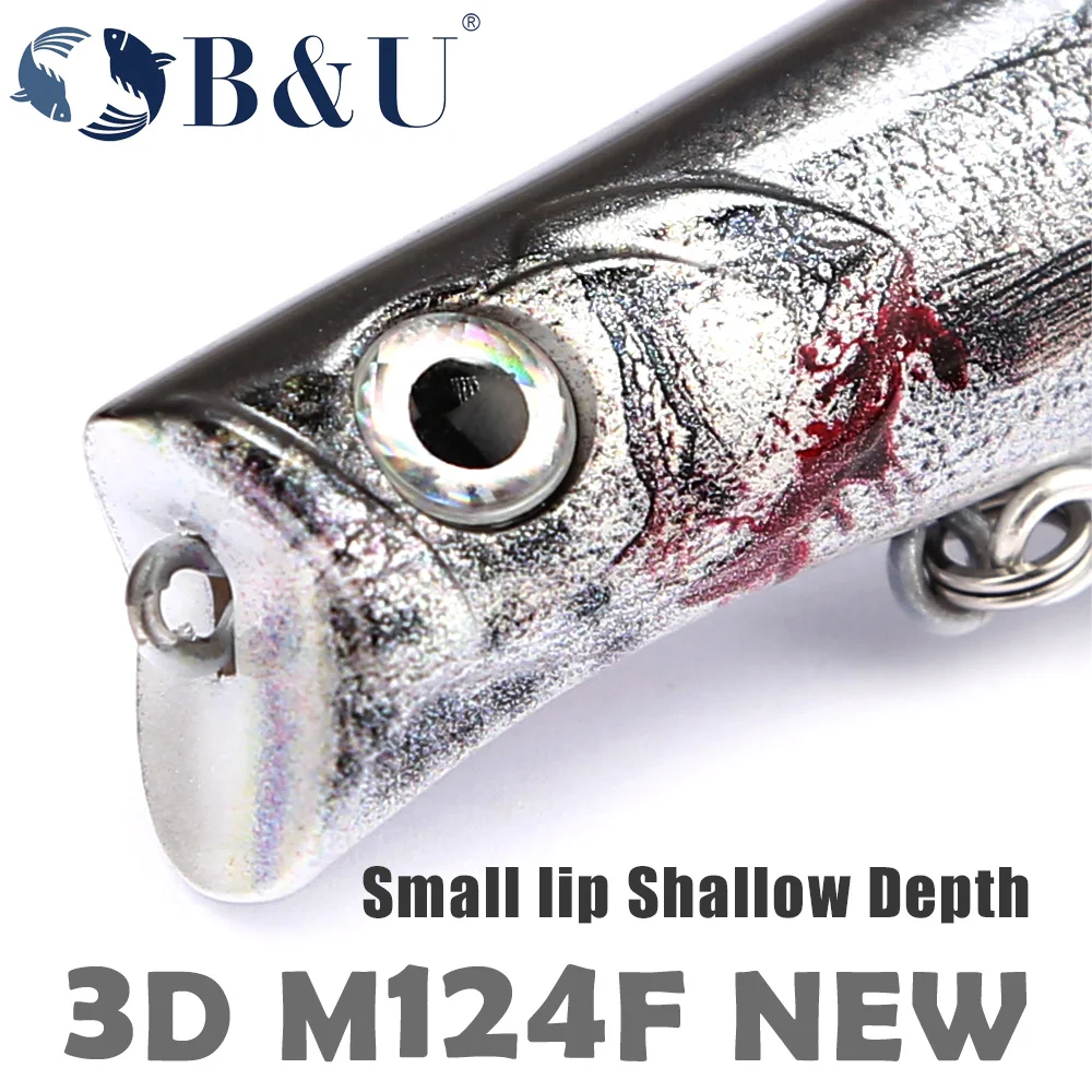 B & U 124mm Minnow señuelo duro lubina flotante Wobbler cebo duro Jerk señuelo de pesca transferencia de peso anzuelos de fundición larga - imagen 4
