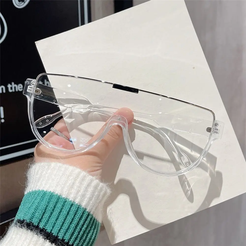 Gafas de sol monobloque semiredondas para hombre y mujer, lentes de diseñador para exteriores, media montura, gran tamaño - imagen 4