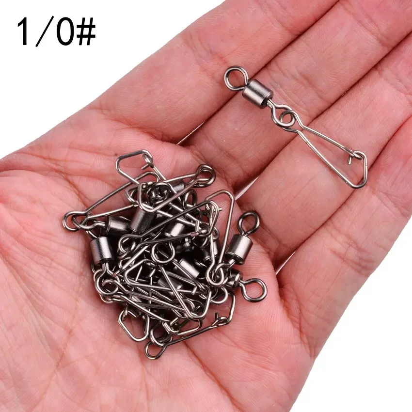 Rodamiento de pesca de acero inoxidable MS QL, eslabones giratorios de enclavamiento, giratorio con enganchado, aparejos de conector de gancho de pesca a presión, 10 piezas - imagen 5