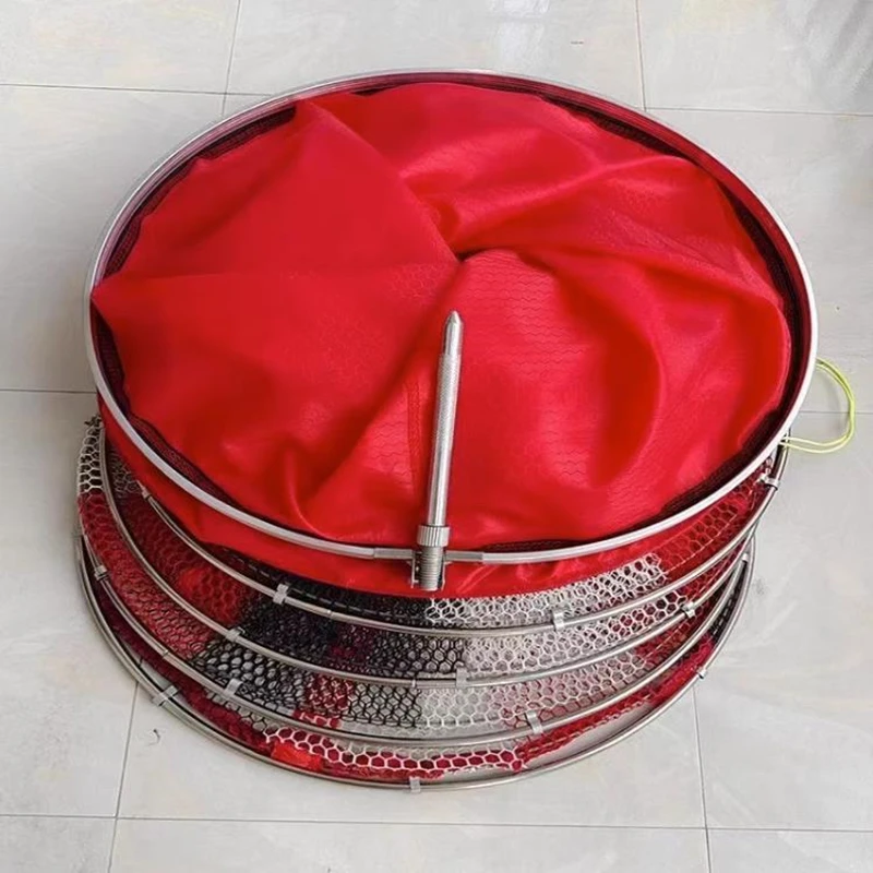 Redes de pesca portátiles plegables de nailon y acero inoxidable, redes largas reforzadas, accesorios de pesca duraderos - imagen 3