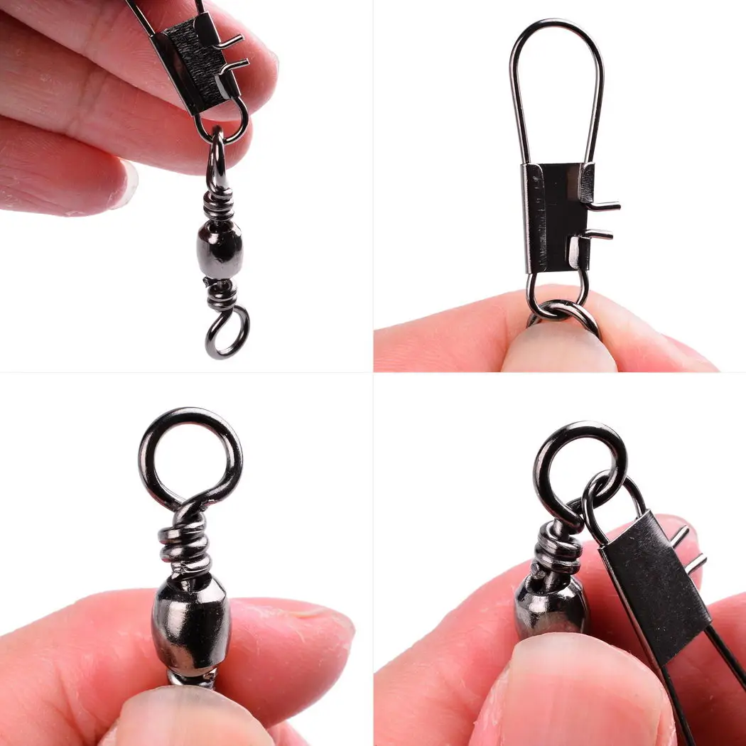 Caja de 10 piezas/caja de eslabones giratorios de pesca, Conector de pez giratorio, rodamiento de Pin, broche de pesca de carpa, señuelo, caja de accesorios de aparejos, 3/0-14 # - imagen 3