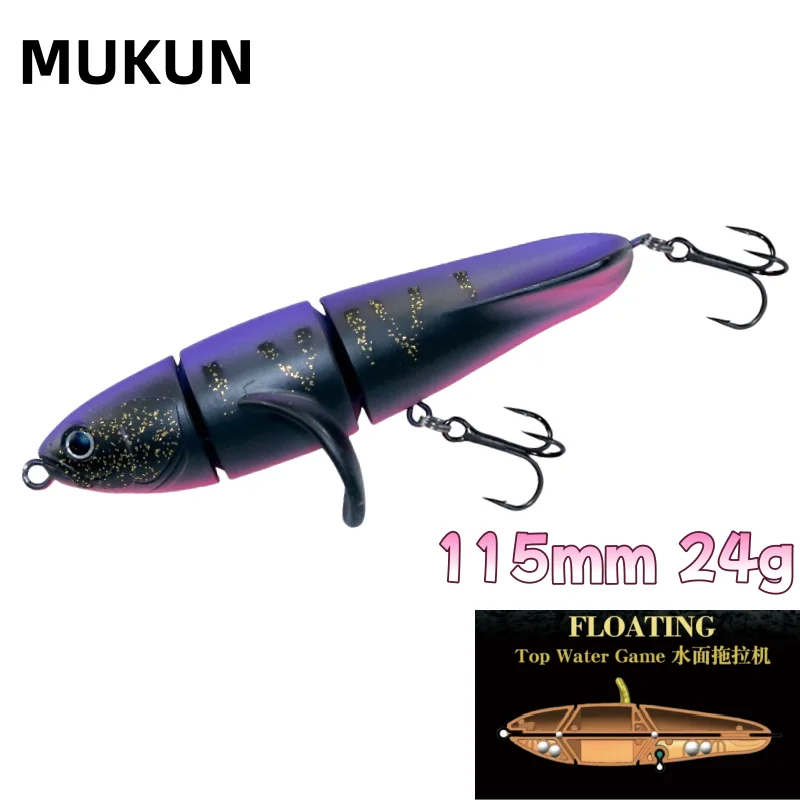 1pcs 11.5cm 24g 탑워터 스피너 낚시 루어 포퍼 인공 연필 하드 미끼 프로펠러 회전 꼬리 낚시 태클 Swimbait