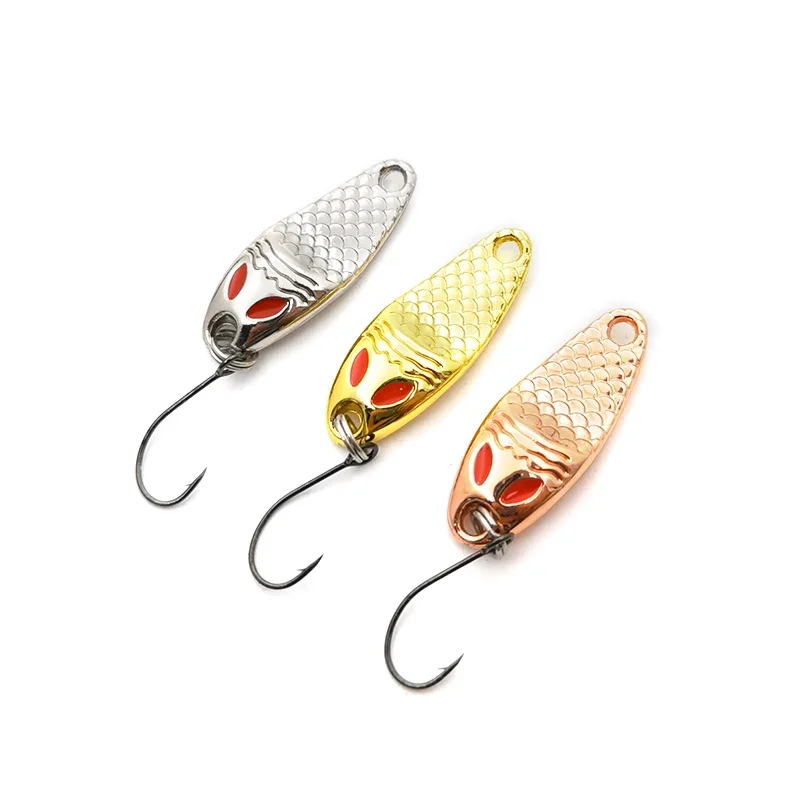 Nuevo Mini señuelo de pesca 1g2g3.5g cuchara señuelos de metal Spinnerbait Minnow pez pequeño anzuelo único plantilla flujo trucha cebos pesca caliente - imagen 2