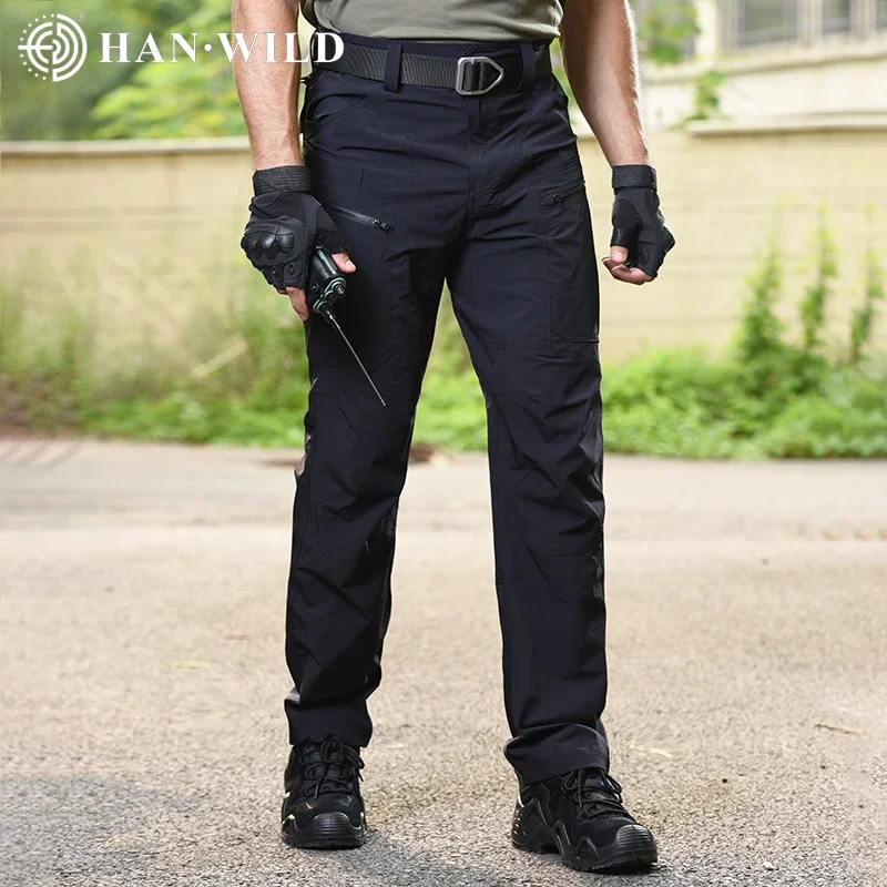 Pantalones de secado rápido para hombre, pantalones de pesca tácticos ligeros para senderismo al aire libre, pantalones Cargo de nailon, ropa de trabajo informal para gimnasio - imagen 4