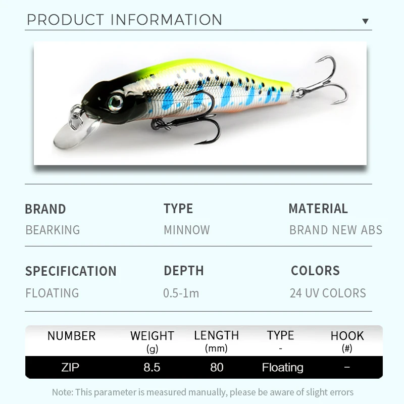 BEARKING 80mm 8,5g calidad profesional imán peso Señuelos de pesca Minnow manivela modelo caliente cebo Artificial aparejos - imagen 2