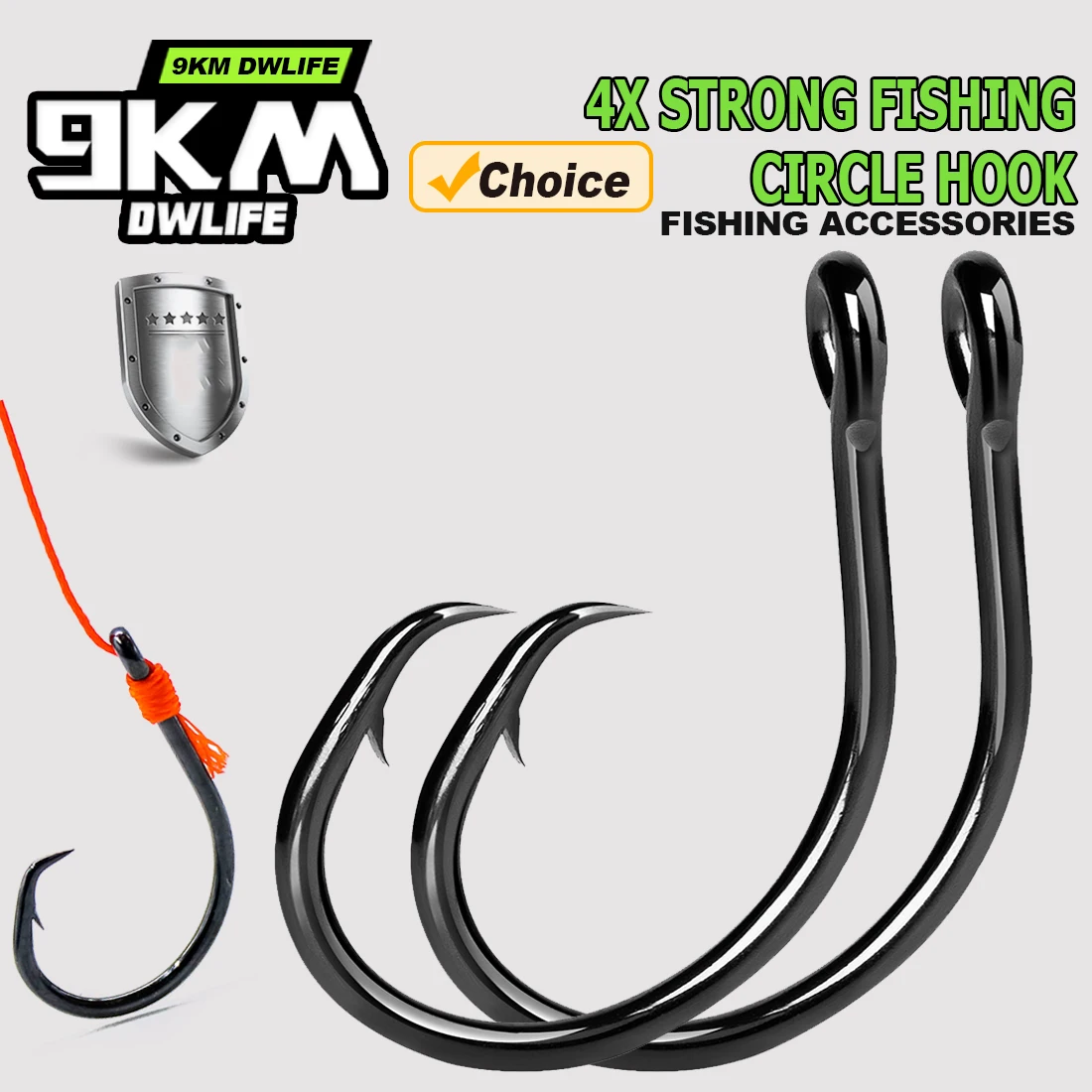 9KM 4X anzuelos de pesca fuertes, anzuelo circular de acero rico en carbono, ojo cerrado sin compensación, espacio ancho para bagre, lubina, salmón, agua dulce y salada - imagen 2